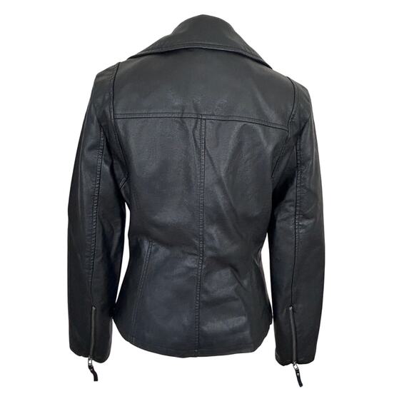 Max Studio Black Vegan Leather Moto Jacket Womens Size Small New With Tags - Picture 5 of 7